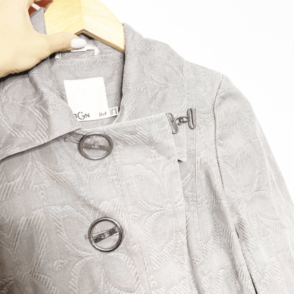 BGN First Paris lightweight coat gray polka dots art to wear cotton Womens US 8 - Picture 5 of 7